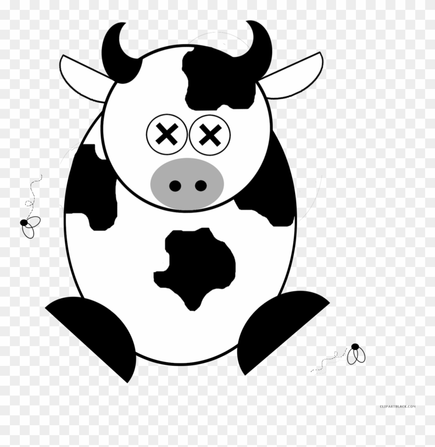Cartoon Cow Animal Free Black White Clipart Images - Dead Cow Clip Art - Png Download