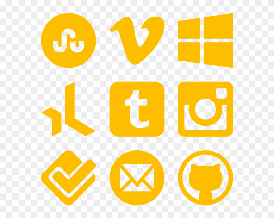 Social Media Icon In Style Simple Yellow - Transparent Yellow Social Media Icons Clipart