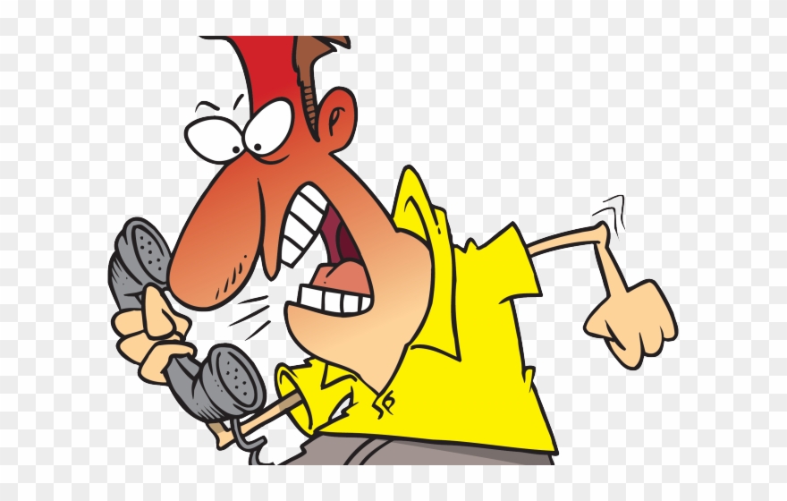 Telephone Clipart Angry Phone - Angry Customer On Phone Cartoon - Png Download
