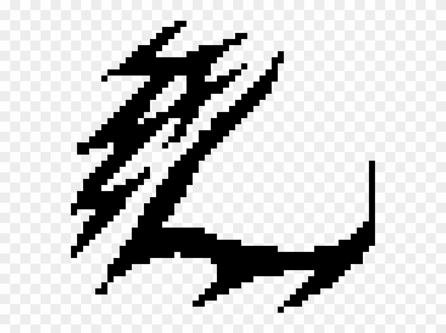 Wolf - Grid Black And White Pixel Art Clipart