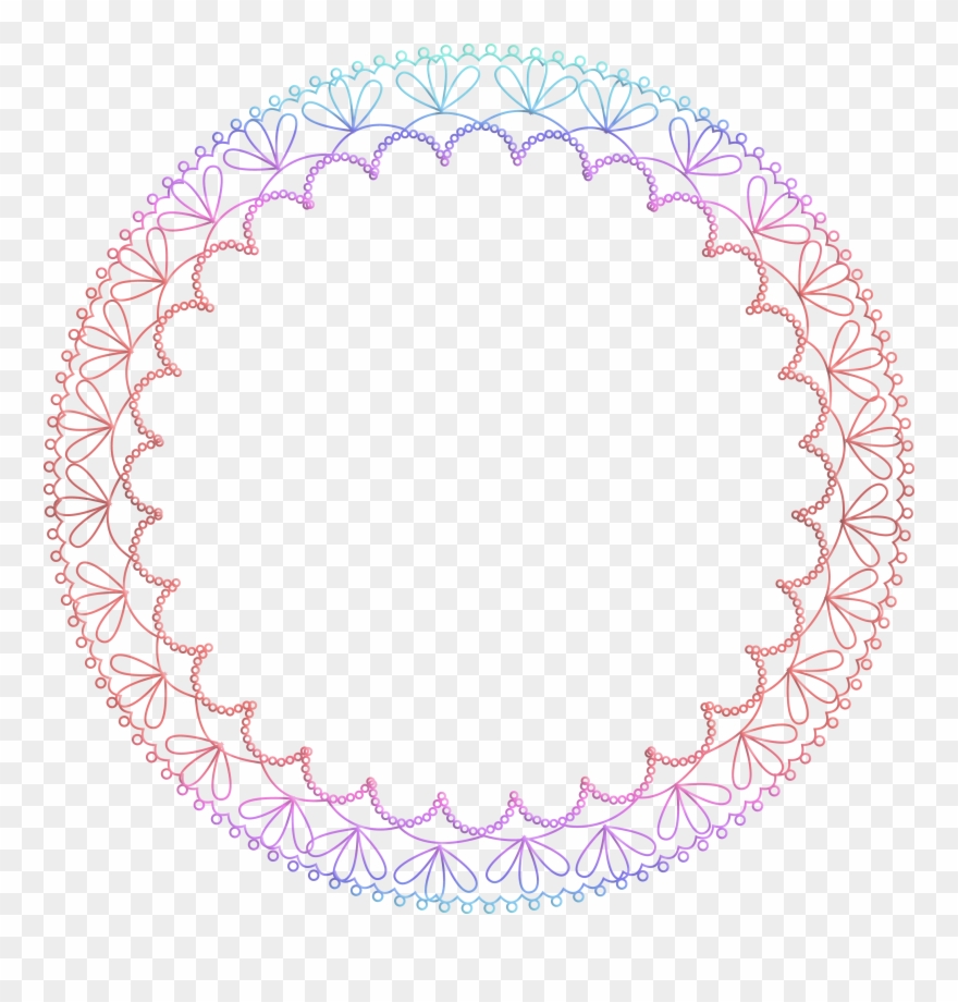 Multi-coloured Lace Frame - Tires Tracks Vector Circle Clipart