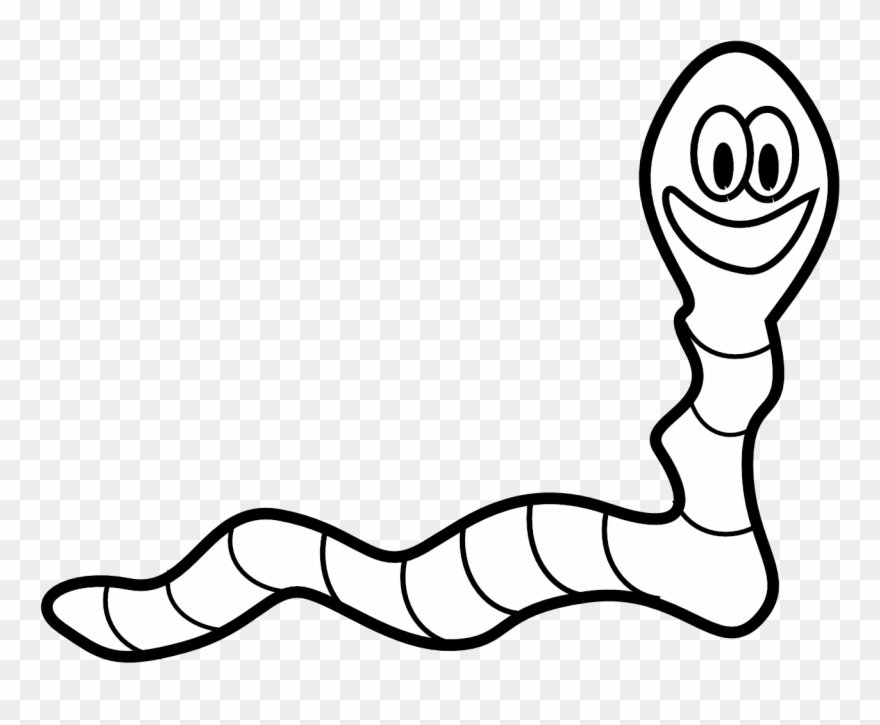 Clipart Of Brunette, Worm And Glow - Line Art - Png Download