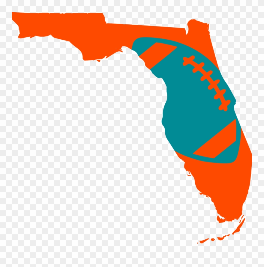 Miami Football Design - Florida Map Memes Clipart