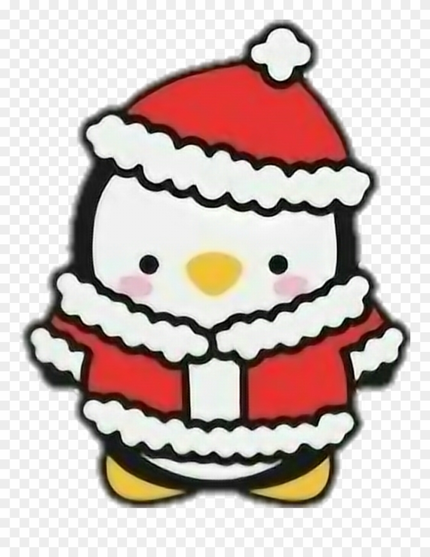 Penguin Sticker - Kawaii Christmas Vector Set Clipart