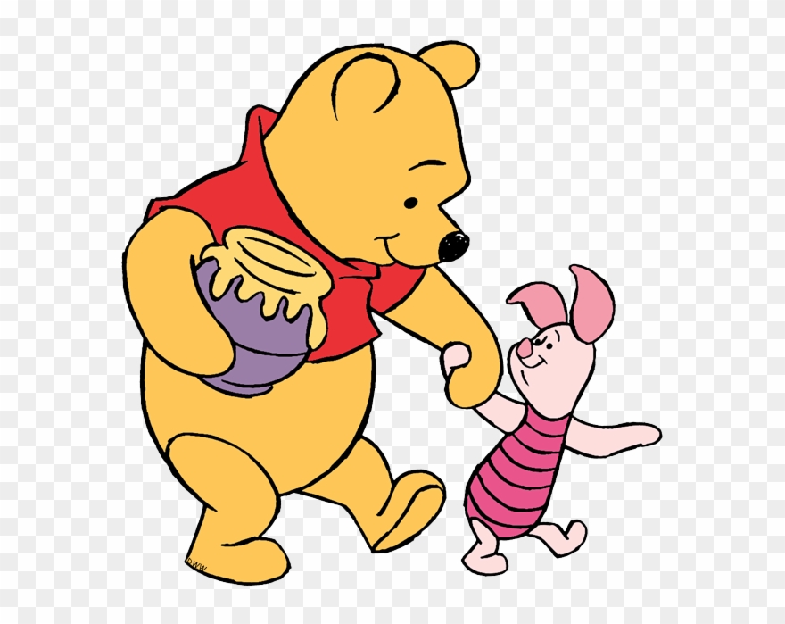New Pooh, Piglet Walking Hand In Hand - Cartoon Clipart