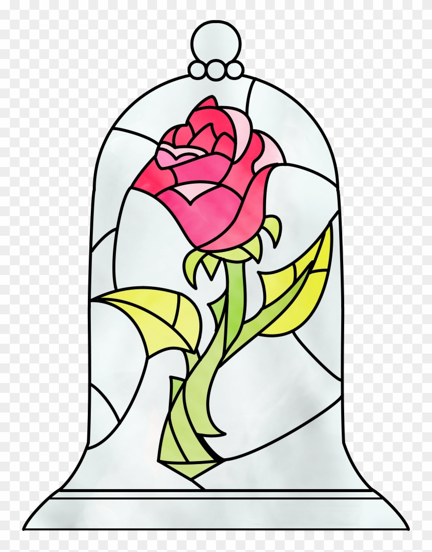 Medium Of Beauty And The Beast Rose - Beauty And The Beast Rose Stained Glass Pattern Clipart