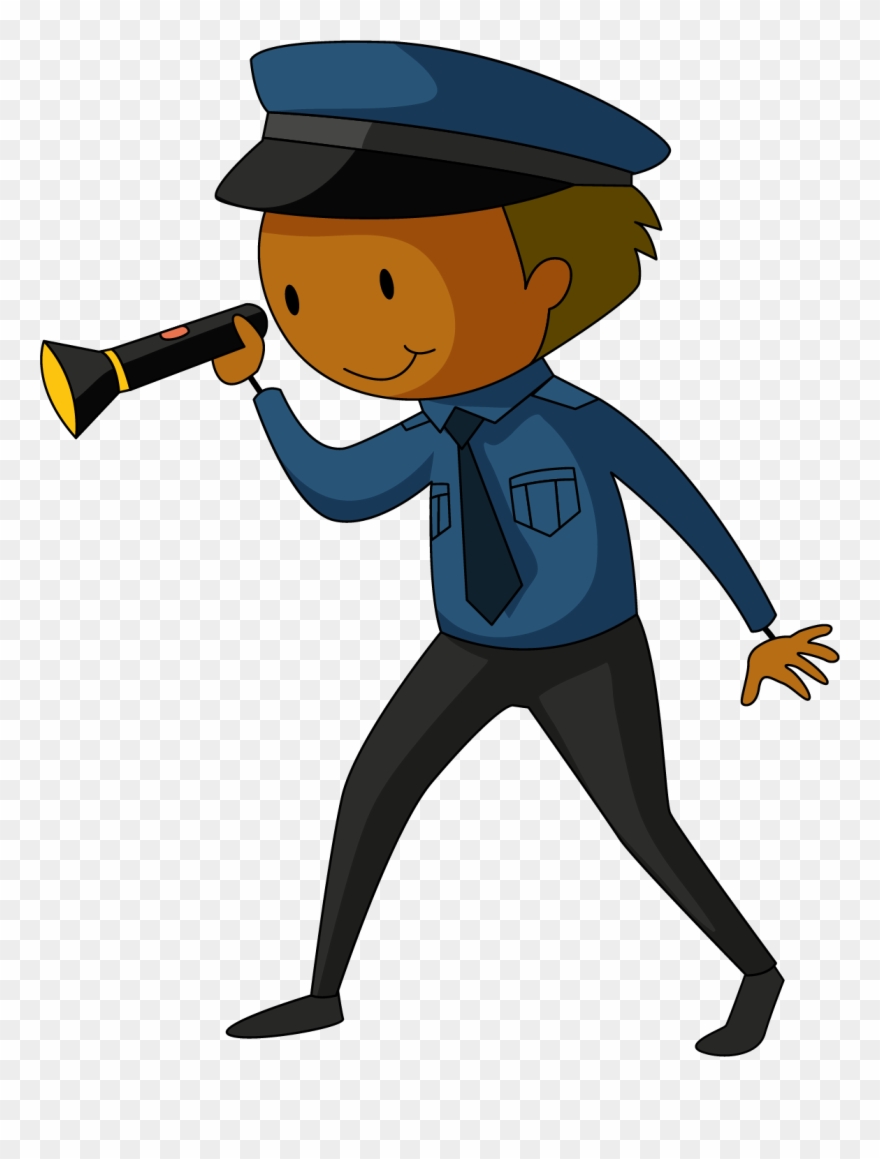 Safety Illustration Take The Flashlight Transprent - Guardia De Seguridad Dibujo Clipart