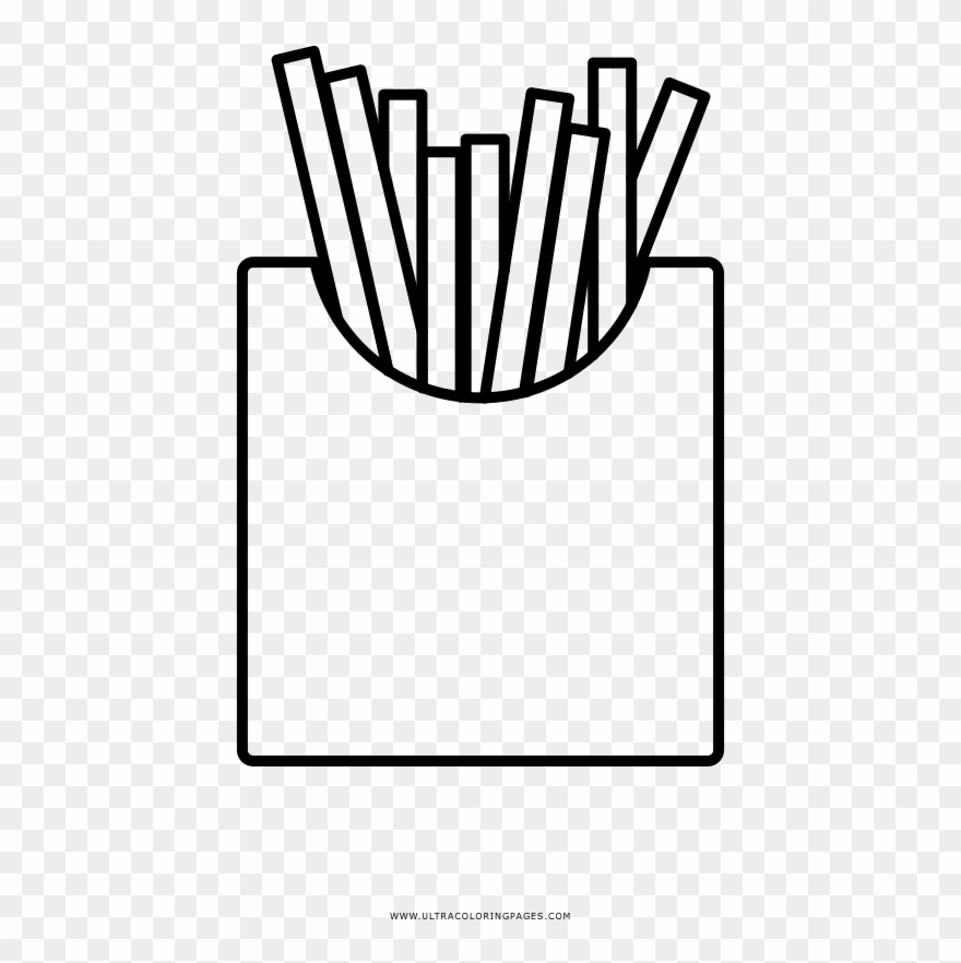 French Fries Coloring Page - Line Art Clipart