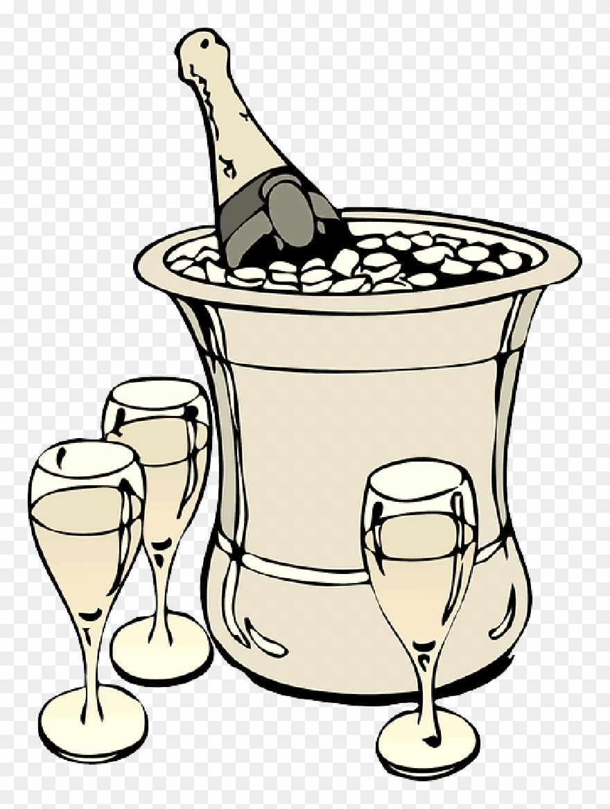 Custom Champagne On Ice Sticker , Png Download - Champagne Cartoon Clipart