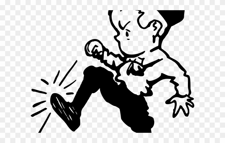 Anger Clipart Violent Person - Kicking Plants Clipart Black And White - Png Download