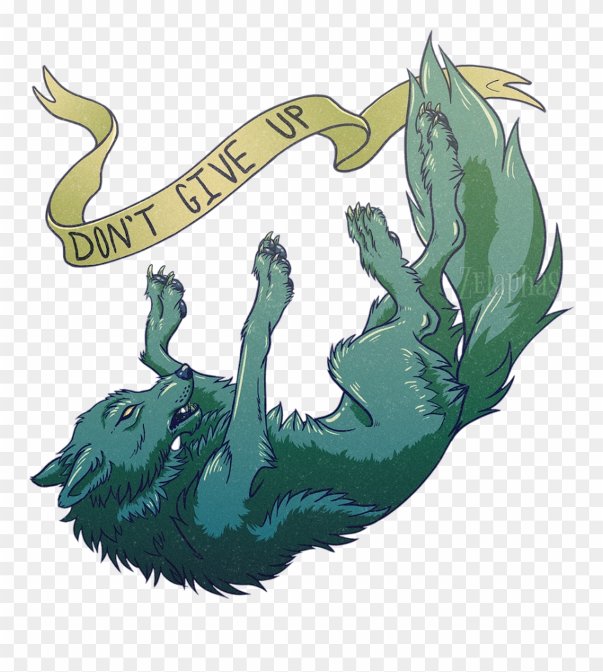 Don't Give Up Wolf With Ribbon - Illustration Clipart