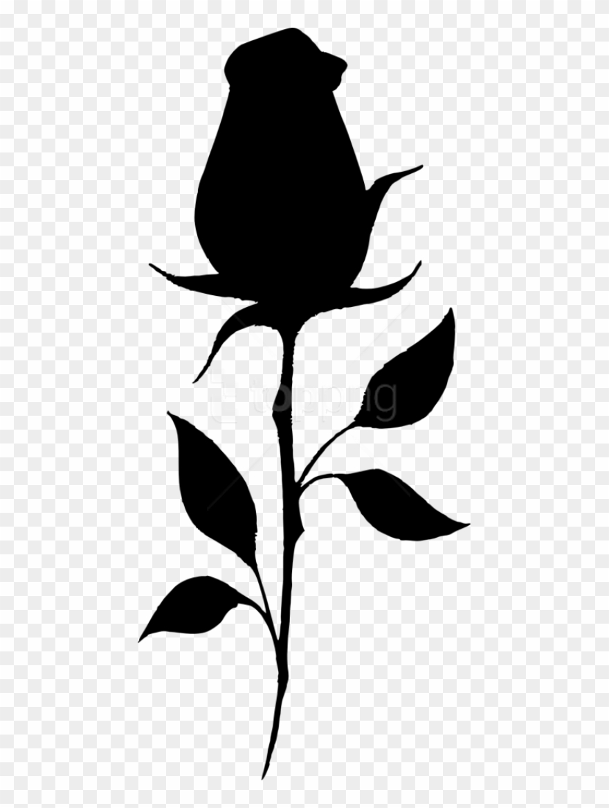 Rose Silhouette Png Transparent Background - Silhouette Of A Rose Clipart