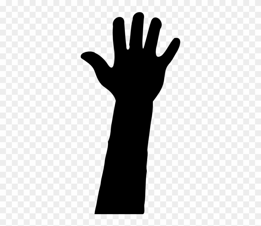 Raised Hand In Silhouette - Mano Levantada Png Clipart