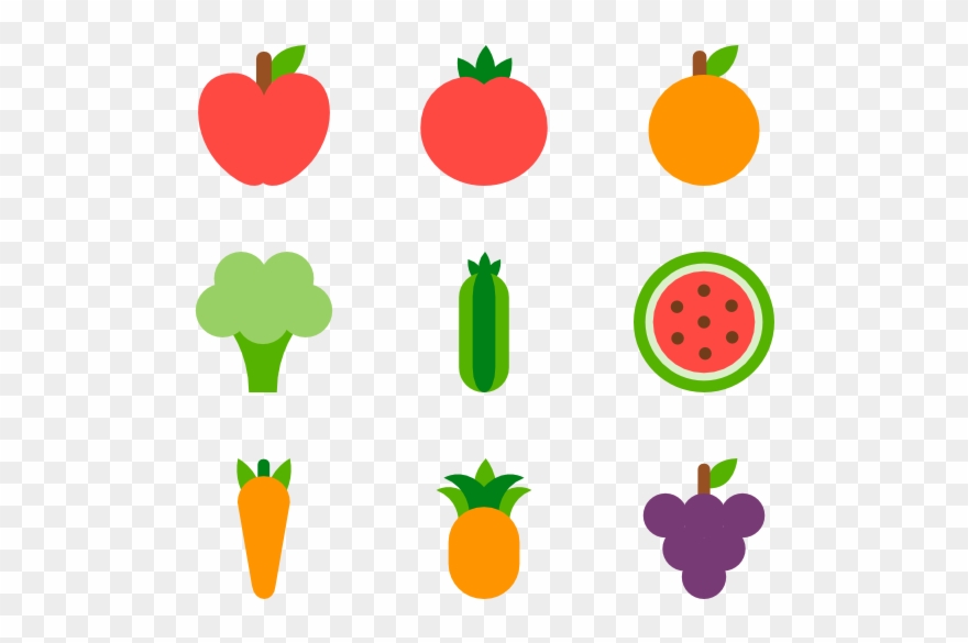 Vegetarian Icons Free Vector Fruits And Vegetables - Vegetable Icons Clipart