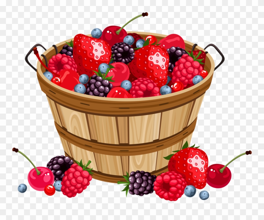 Fruit Basket - Berries In Basket Clipart - Png Download