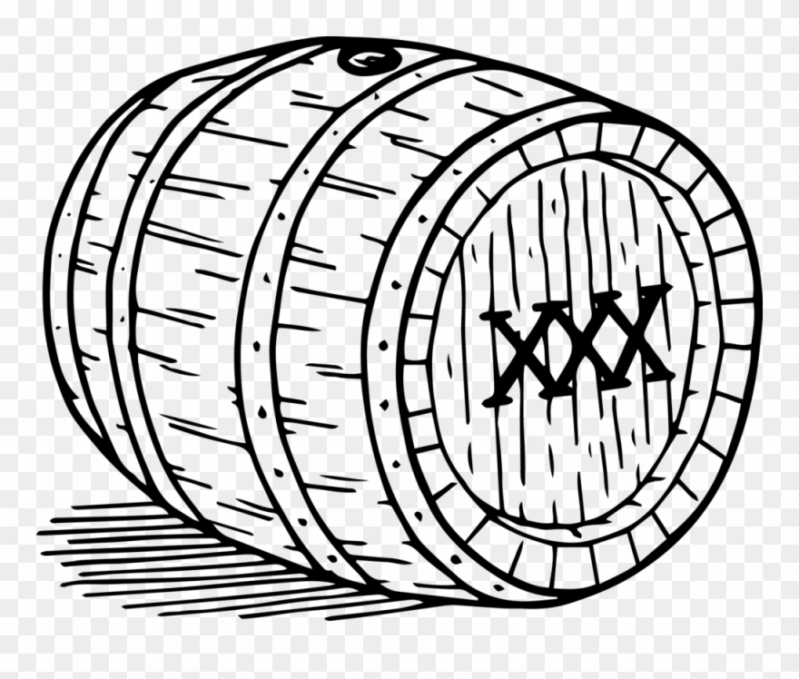 Whiskey Drawing Clipart Black And White - Whiskey Barrel Drawing Png Transparent Png