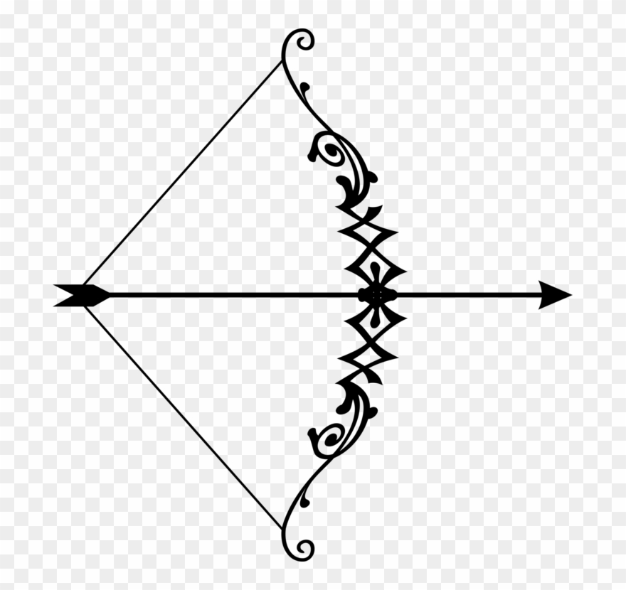 Bow And Arrow Silhouette Line Art Black And White - Bow And Arrow Silhouette Clipart