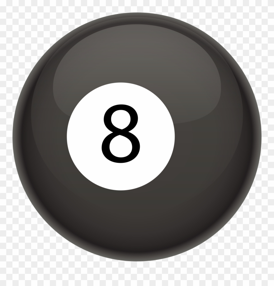 Billiard Ball Clipart Eight Ball - Public Domain Pool 8 Ball White Background - Png Download