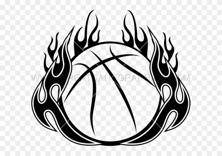 Basketball With Flames Clipart - Basketball Ball Vector Fire - Png Download