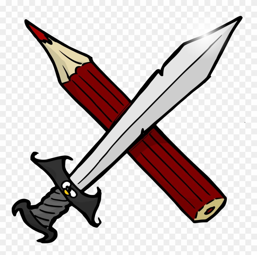 Colored Pencil Pens Drawing Crayon - Sword And Pencil Clipart