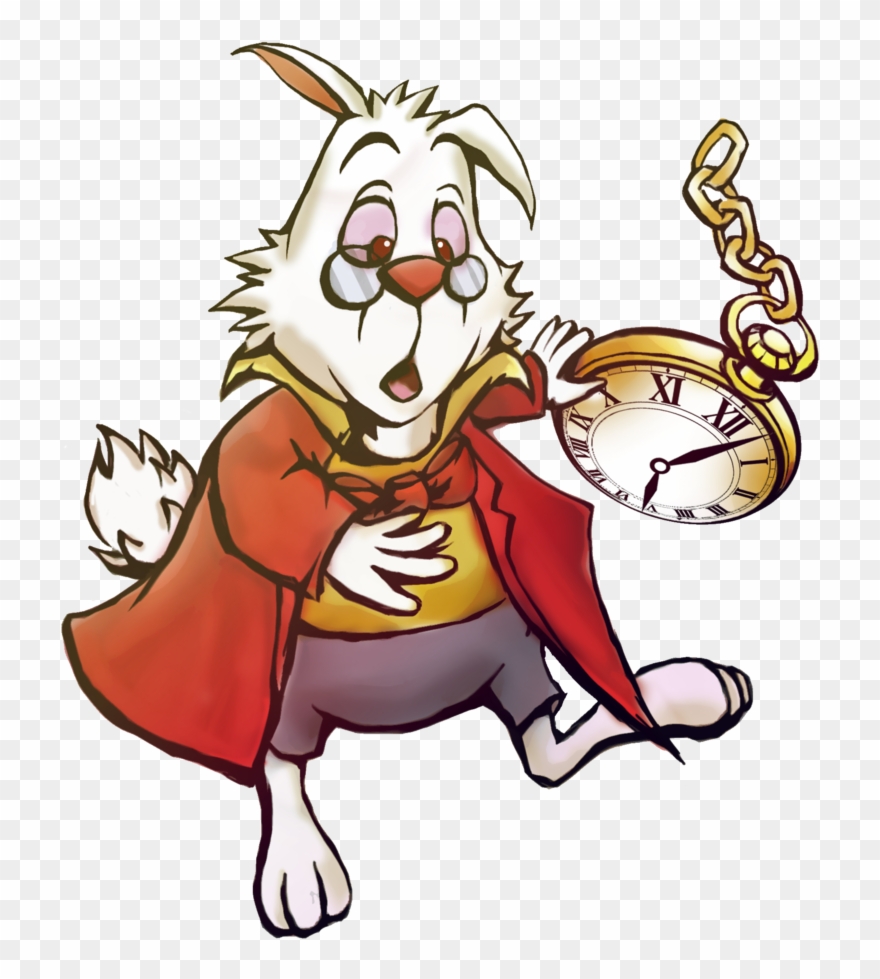 I'm Late Clip Art - White Rabbit Alice In Wonderland Time - Png Download