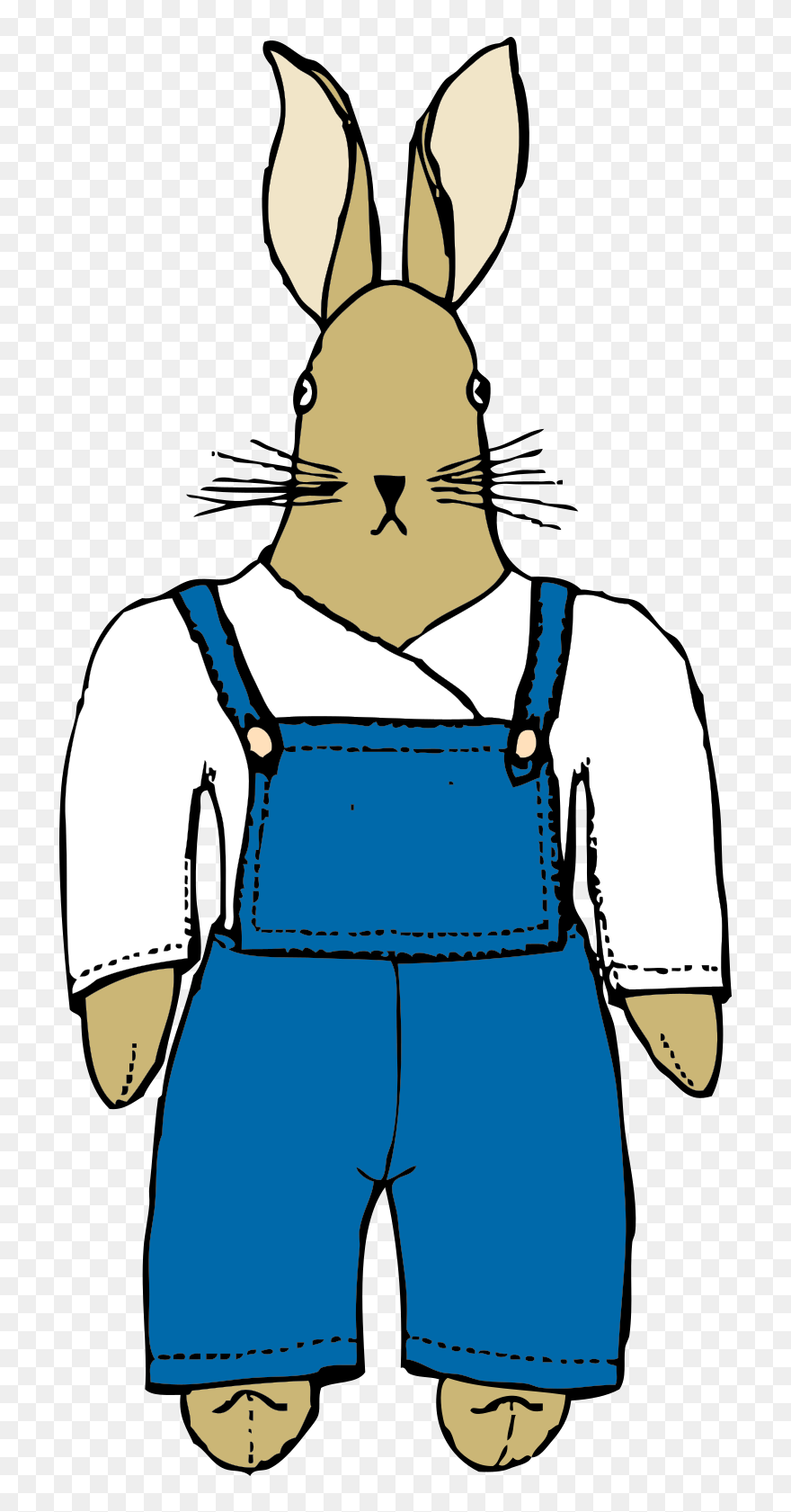 Bunny In Overalls Front View - Rabbit In Overalls Clipart