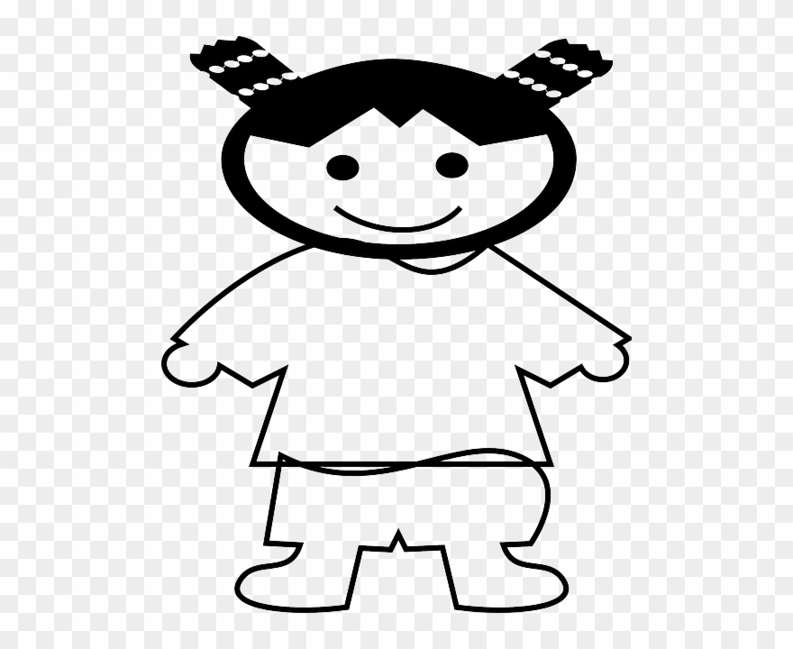 Chinese Kids Black & White Clipart Computer Icons Clip - Fat Girl Clipart Black N White - Png Download