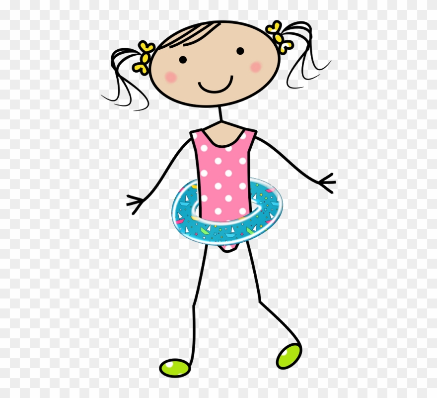 Praia, Fundo Do Mar E Etc - Menina Desenho Palito Clipart