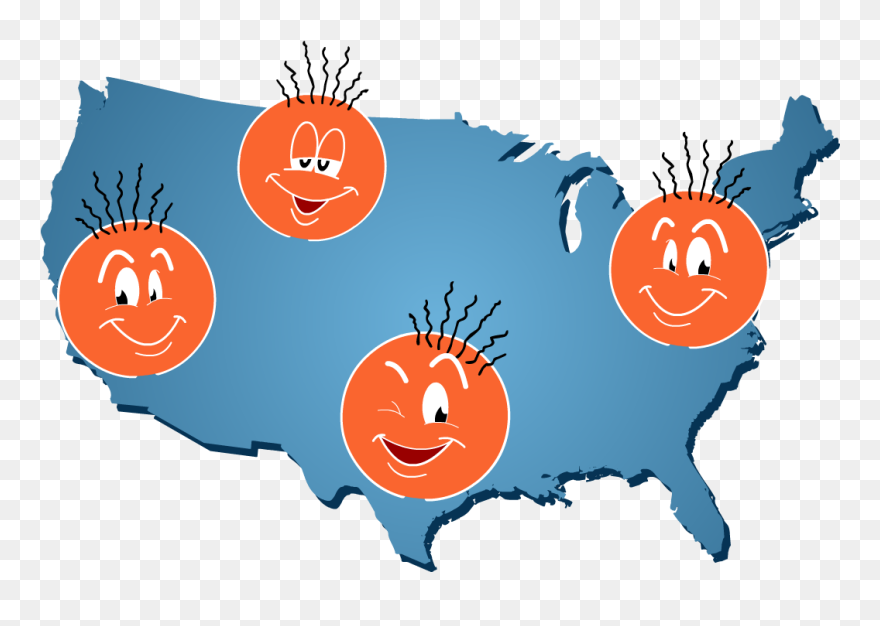 Arpy Faces Scattered On A Map Of The United States - Popular Sovereignty Slavery Clipart