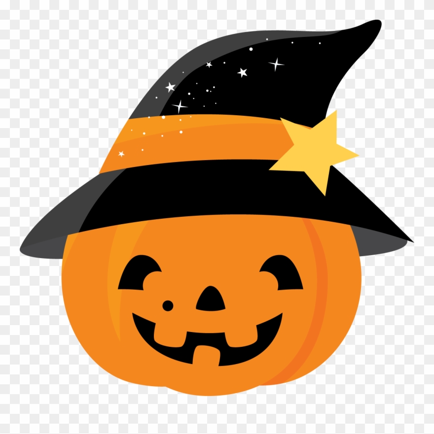 Calabaza Con Sombrero De Bruja Clip Art - Halloween Cute Pumpkin Clip Art - Png Download
