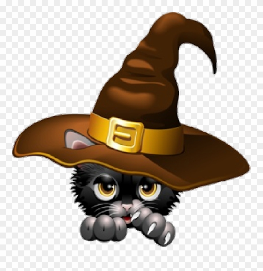 Halloween Black Cat Clipart - Halloween Witch Hat Gif - Png Download