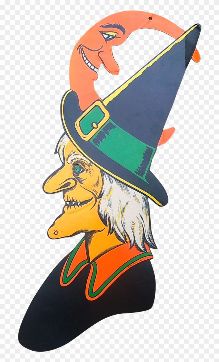 Vintage ~ X Large Beistle Witch Die Cut Halloween Decor - Large Halloween Cutouts Free Clipart
