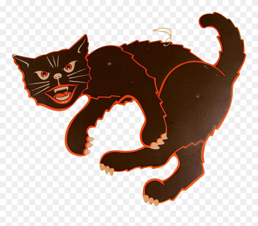 Scary "scat Cat" Halloween Jointed Hanging Black Cat - Cat Clipart
