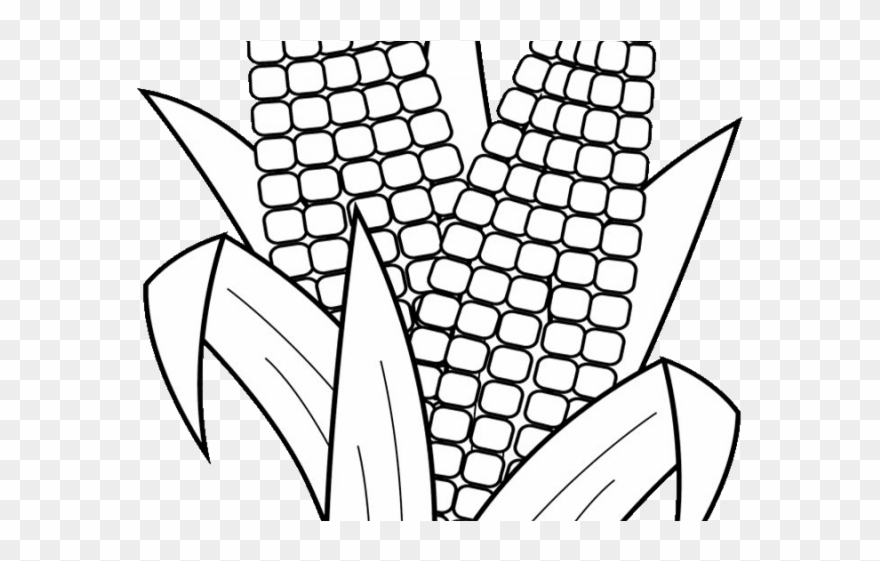 Corn Clipart Black And White - Free Printable Coloring Page Corn - Png Download