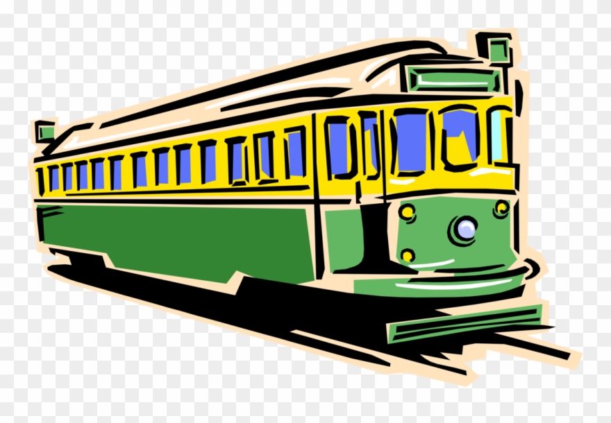 Electric Tram Or Trolley - Train Clip Art - Png Download