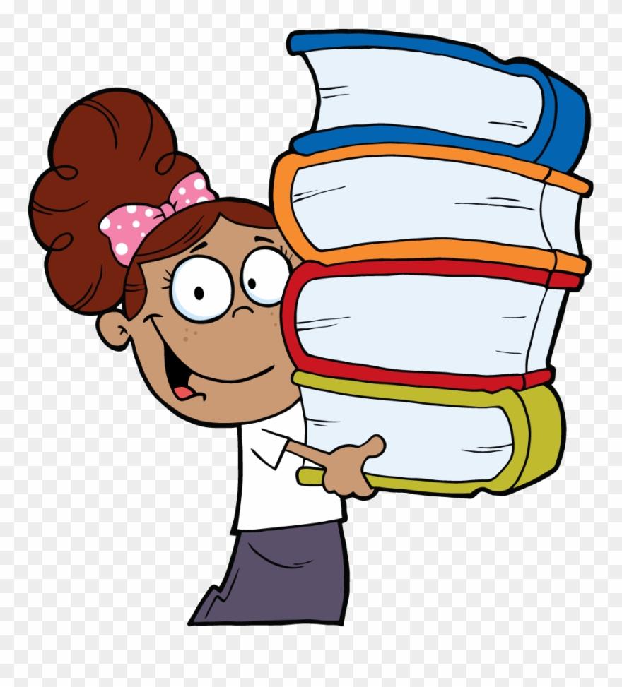 Popular Images - Student With Books Cartoon Clipart