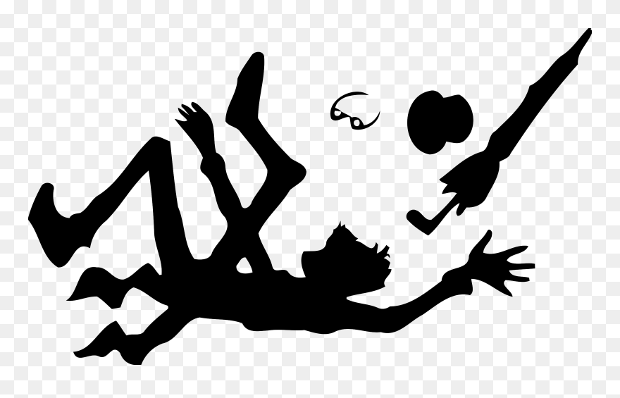 Drawing Black And White Silhouette Person - Cartoon Man Falling Png Clipart