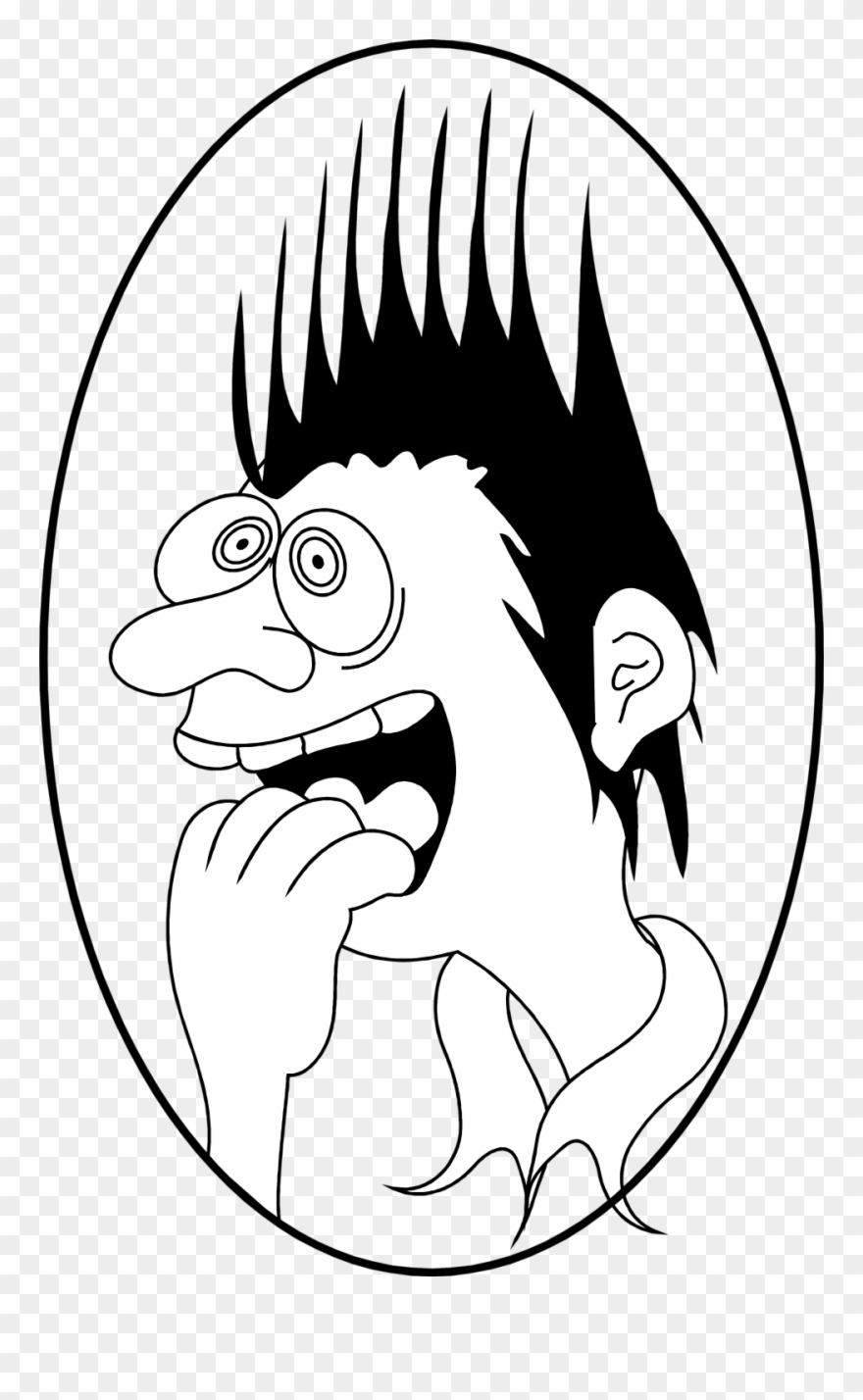 Scared Man - Black And White Cartoon Frightened Clipart