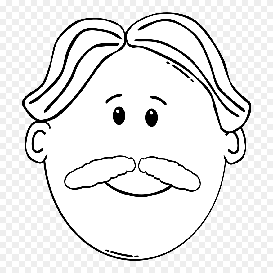 Moustache Coloring Book Man Face - Cartoon Man Face Clipart