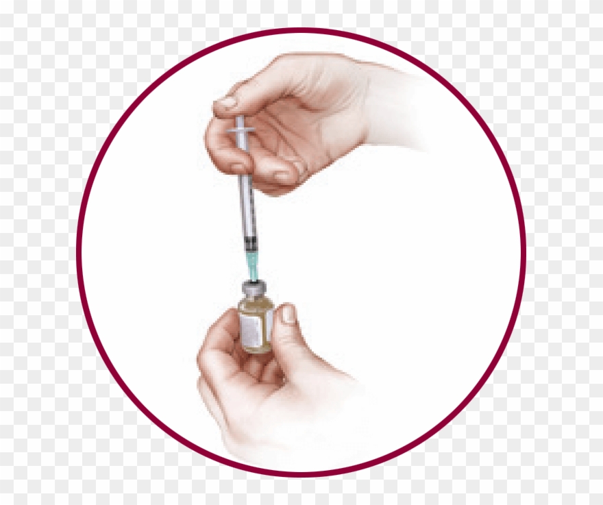 Inserting The Syringe Into The Vial - Circle Clipart