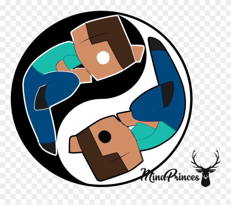 “herobrine And Steve ☯ Ying-yang☯ Vector Ready To Print Clipart