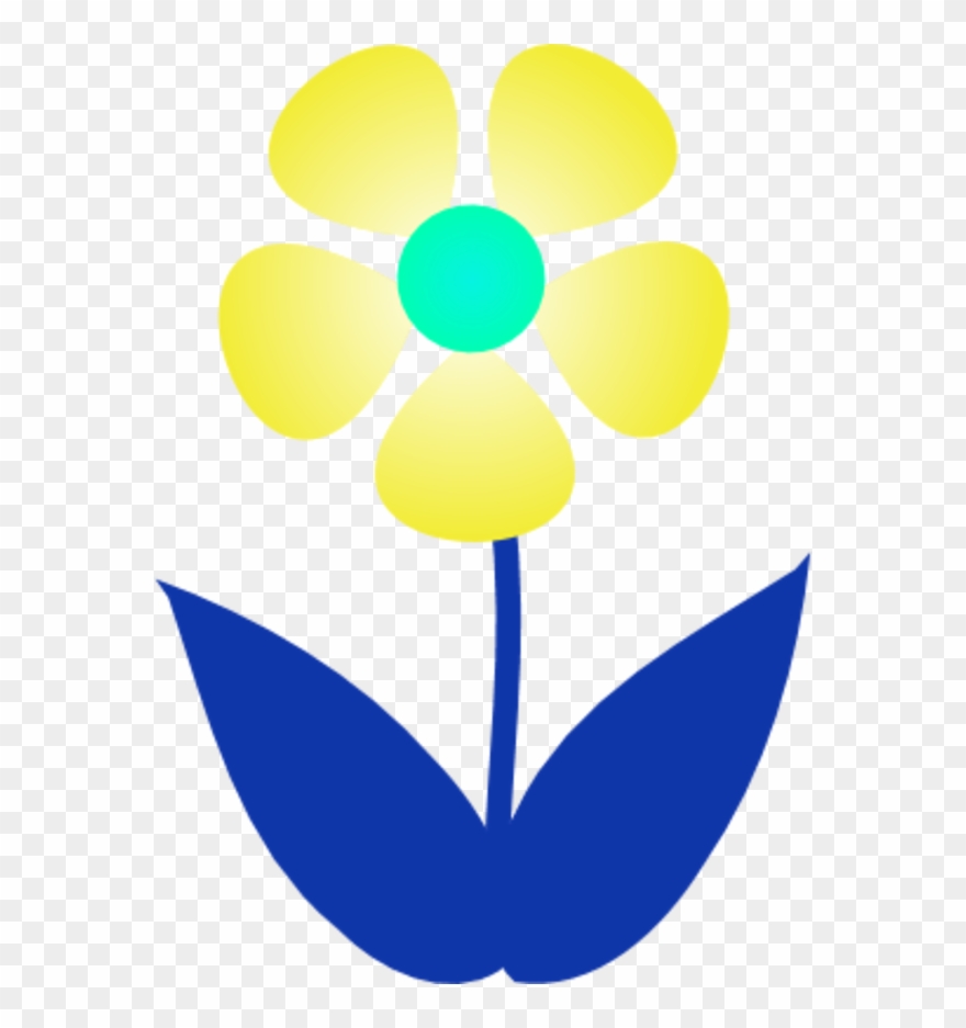 Flower Simple And Colorful With Two Leaves - Circle Clipart