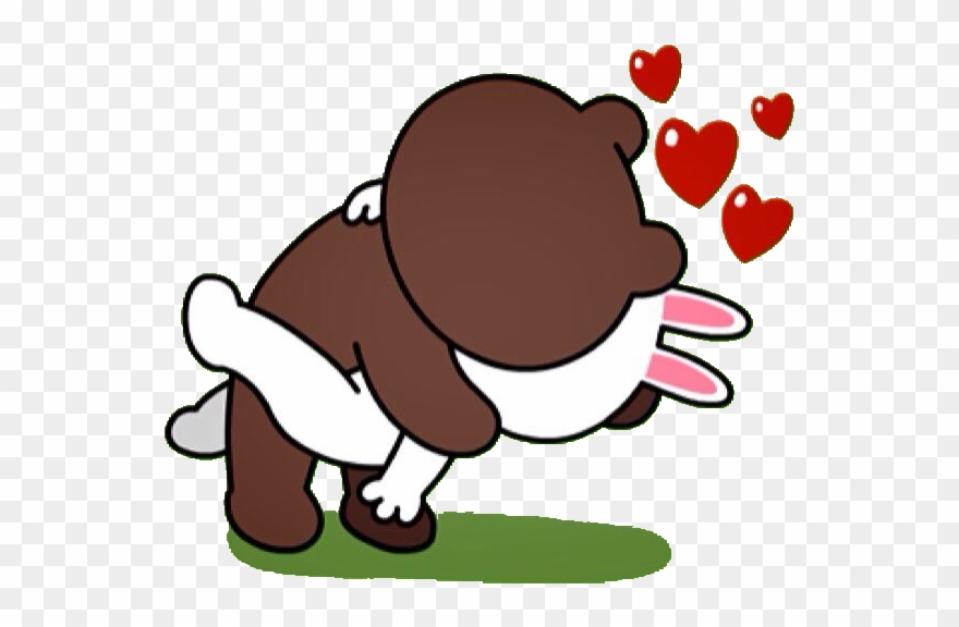 Brown And Cony Kisses Passionately - Brown Cony Kiss Clipart