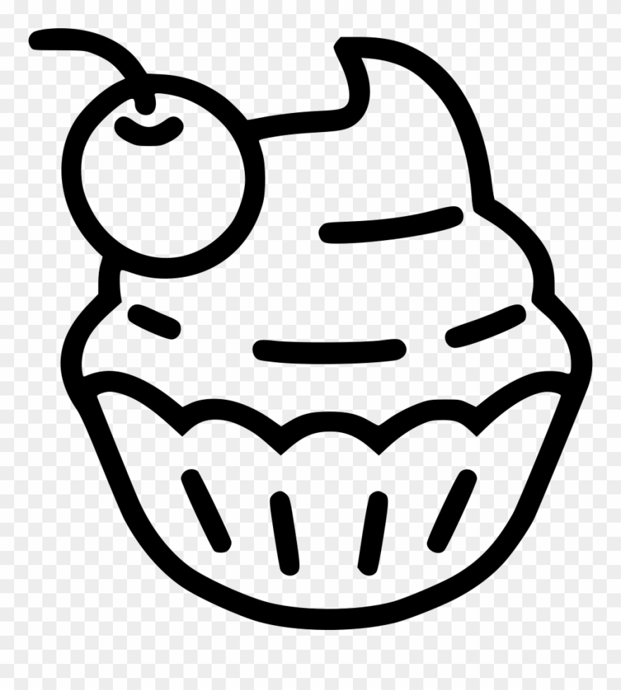 Cupcake - Dessert Cartoon Images Png Black And White Clipart