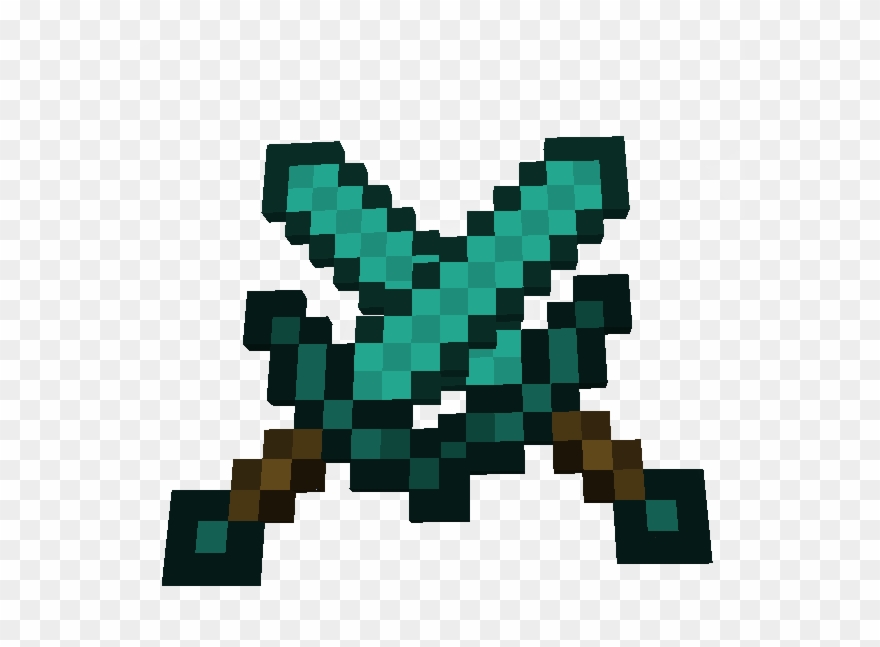 Minecraft Transparent Diamond Sword - Minecraft Diamond Sword Crossed Clipart