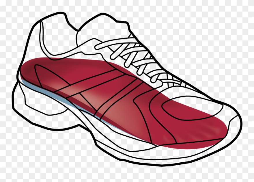 Youth Running Shoe Dual Black Outline Clipart