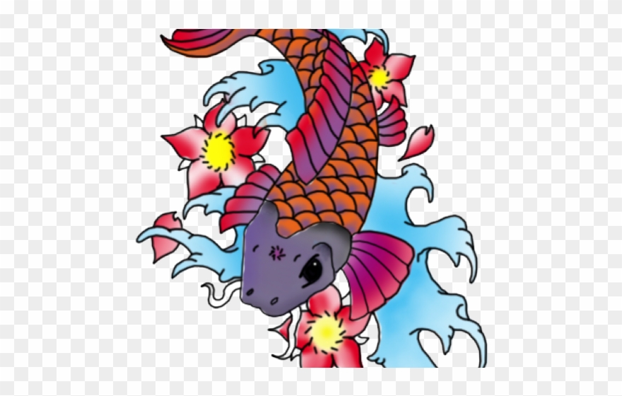 Fish Tattoos Clipart Transparent Background - Koi Fish Tattoo Transparent - Png Download