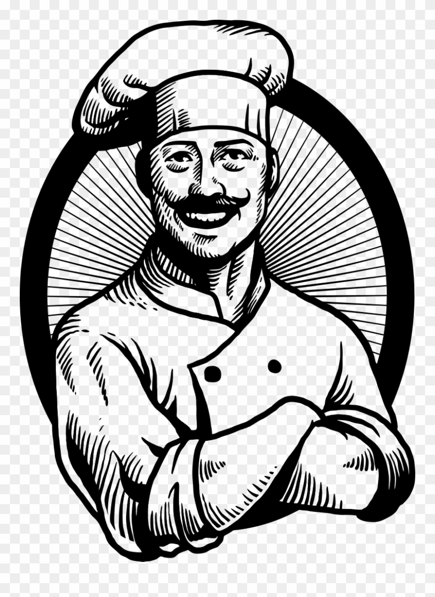 Chef Drawing Vintage - Chef Black White Png Clipart