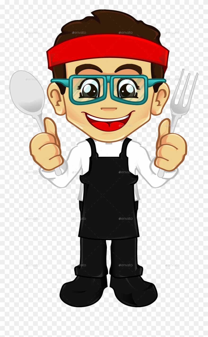 Style Headband With Cook Utensil - Boy Wearing Glasses Clipart - Png Download