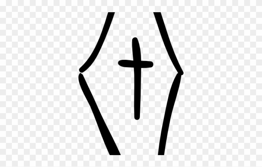 Coffin Clipart Black And White - Cross - Png Download